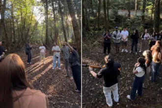 Evangelistas brasileiros visitam a Floresta de Aokigahara, no Japão, conhecida como “Floresta do Suicídio”, para orar e louvar a Deus. Foto: Reprodução/Instagram/gabepyszka/Reprodução/Instagram/olucamartini