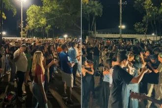 Estudantes se reúnem em culto em universidade e praça pública em GO para adorar a Deus, orar por avivamento e compartilhar o Evangelho. Fotos: Reprodução/Aviva Universitário