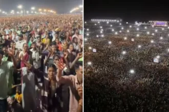 Cruzada na Índia reúne milhares para adorar Jesus, com relatos de curas e testemunhos durante o evento em Jharkhand. Foto: Reprodução/YouTube/Ankit Sajwan Ministries/Reprodução/Instagram/foljchurch
